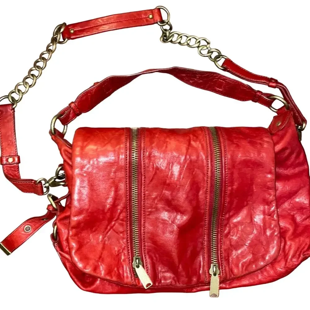 Cynthia Rowley red vintage hobo satchel crossbody bag purse